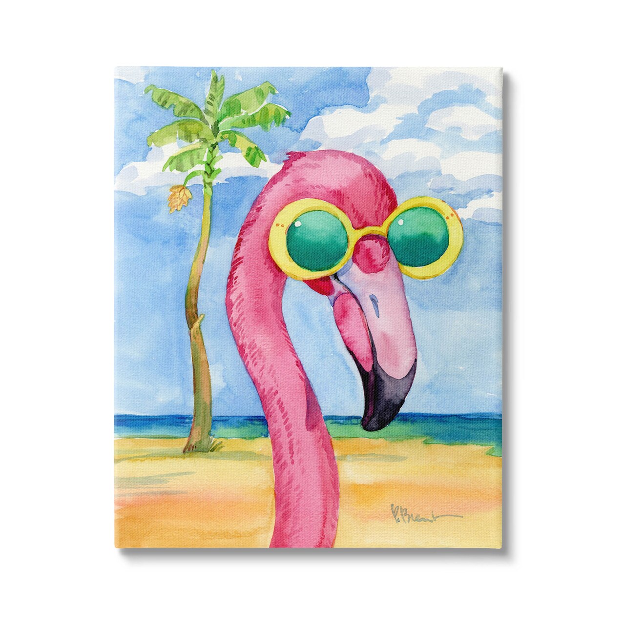 Stupell Industries Looking Good Flamingo Tropical Canvas Wall Art